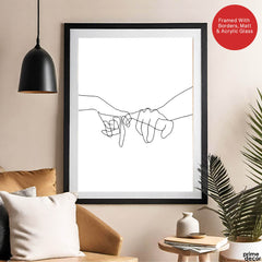 Black & White Hands With Line Art Over White Background | Abstract Fashion Artwork #00318 - Prime Décor