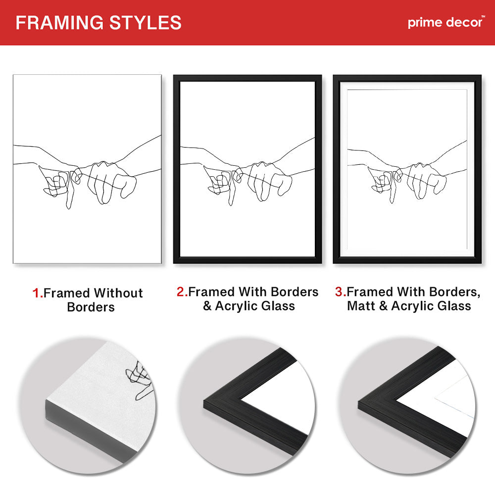 Black & White Hands With Line Art Over White Background | Abstract Fashion Artwork #00318 - Prime Décor