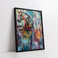 Abstract Colorful Horses Portrait (Single Panel) Digital Painting Wall Art