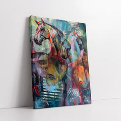 Abstract Colorful Horses Portrait (Single Panel) Digital Painting Wall Art