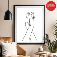 Black & White Hands With Line Art Over White Background | Abstract Fashion Artwork #00319 - Prime Décor