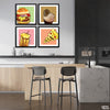 Watercolor Fast Food Elements With Pastel Backgrounds (4 Panel) Food Wall Art