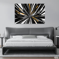Abstract Black & Gold Line Artwork Over White Background (Single Panel) Abstract Wall Art