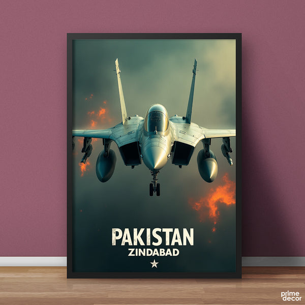 Pakistan Zindabad F-17 Thunder Stroming In Clouds | Army Poster Wall Art