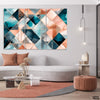 Blue & Orange Color Shades Geometric Art (3 Panel) Abstract Wall Art