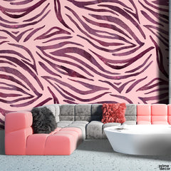 Old Mauve & Pink Abstract Zebra Print Style | Abstract Wallpaper Mural - Prime Décor