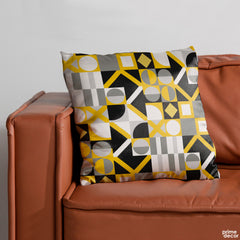 Yellow & Black Geometric Shapes | Abstract Cushion #323 - Prime Décor