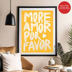 More Amor Por Favor Text Over Gold Background | Abstract Motivational Artwork #00323