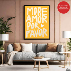 More Amor Por Favor Text Over Gold Background | Abstract Motivational Artwork #00323