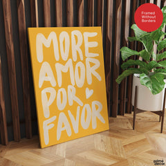 More Amor Por Favor Text Over Gold Background | Abstract Motivational Artwork #00323