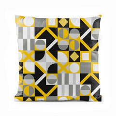 Yellow & Black Geometric Shapes | Abstract Cushion #323 - Prime Décor