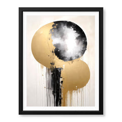 Black & Gold Abstract Art Over White And Beige Background | Abstract Fashion Artwork #00324