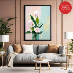 Pink & Green Beautiful Floral Design | Abstract Floral Artwork #00326