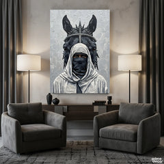 Masked Rider & Spiked War Horse (Single Panel) Digital Painting Wall Art