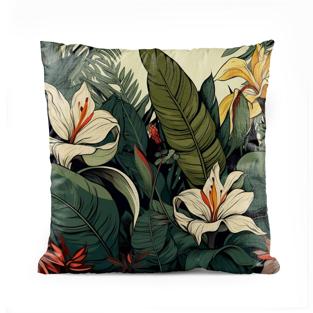 Colorful Tropical Flowers & Leaves | Floral Cushion #032 - Prime Décor