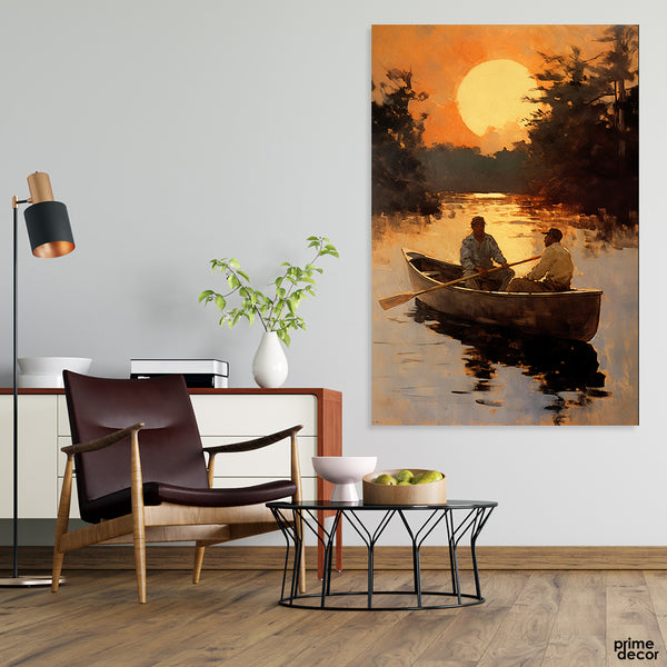 Beautiful Sunset View From A Boat In The Lake (Single Panel) Nature Wall Art