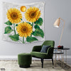 Beautiful Sunflowers Over White Background | Floral Tapestry