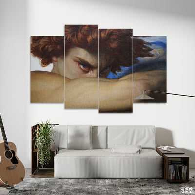 Abstract Face Art With Sad Eyes (4 Panel) Digital Wall Art - Prime Décor