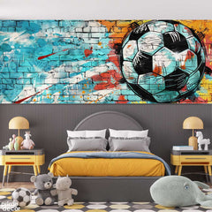 Abstract Football Artwork Over Colorful Wall | Sports Wallpaper Mural