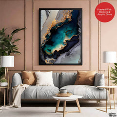 Blue & Green Abstract Art Over Grey Background | Abstract Fashion Artwork #00330