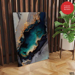 Blue & Green Abstract Art Over Grey Background | Abstract Fashion Artwork #00330