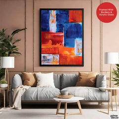 Blue & Orange Abstract Art Over Grey Background | Abstract Fashion Artwork #00333