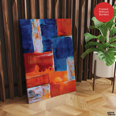 Blue & Orange Abstract Art Over Grey Background | Abstract Fashion Artwork #00333