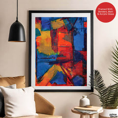Blue & Orange Abstract Art Over Grey Background | Abstract Fashion Artwork #00334