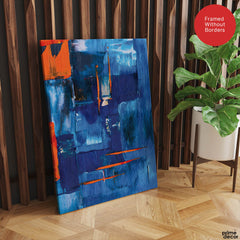Blue & Orange Abstract Art Over Blue Background | Abstract Fashion Artwork #00335