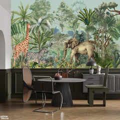 Exotic Tropical Jungle Safari Animals | Animal Wallpaper Mural - Prime Décor