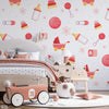 Cute Pink Baby Walker & Feeders | Nursery Wallpaper Mural