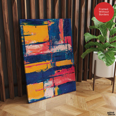 Blue & Orange Abstract Art Over Blue Background | Abstract Fashion Artwork #00337