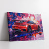 Red Porsche On Vibrant Abstract Background Knife Work Style (Single Panel) Digital Painting Wall Art