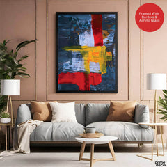 Blue & Orange Abstract Art Over Blue Background | Abstract Fashion Artwork #00338