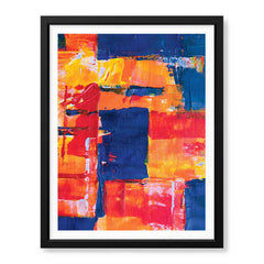 Blue & Orange Abstract Art Over Blue Background | Abstract Fashion Artwork #00339