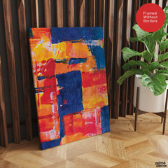 Blue & Orange Abstract Art Over Blue Background | Abstract Fashion Artwork #00339