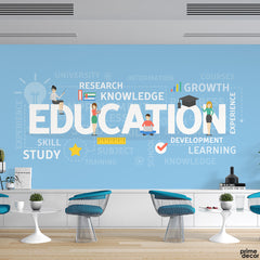 EDUCATION Typography With Light Blue Background | Office Wallpaper Mural