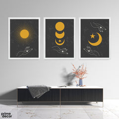 Abstract Black & Gold Moon Shapes (3 Panel) Fashion Wall Art