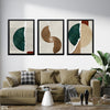 Slate Green With Old Copper Teared Paper Style (3 Panel) Abstract Wall Art