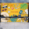 Travel Design Artwork Over Golden Background With Logo | Travel Wallpaper Mural