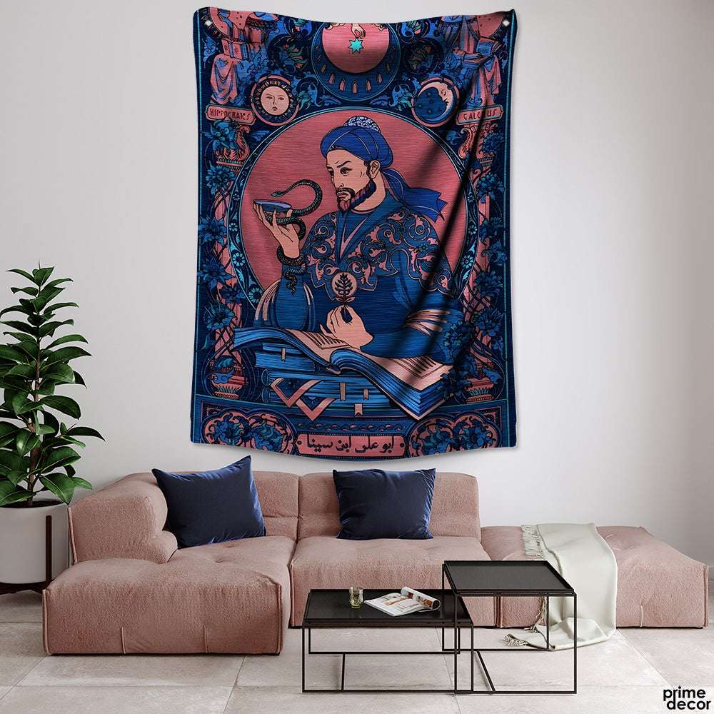 Abstract Cultural Artwork Of Bo Ali Sina | Figure Tapestry