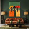 African Women With Colorful Hats And Gold Earrings (Single Panel) Digital Painting Wall Art
