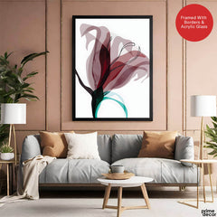 Blue & PInk Abstract Floral Art Over White Background | Abstract Floral Artwork #00340