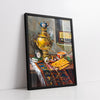 Golden Samovar With Vintage Radio And Traditional Breakfast (Single Panel) Digital Painting Wall Art