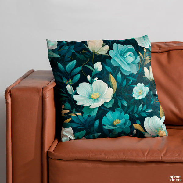 White & Green Floral Design  | Abstract Cushion #342