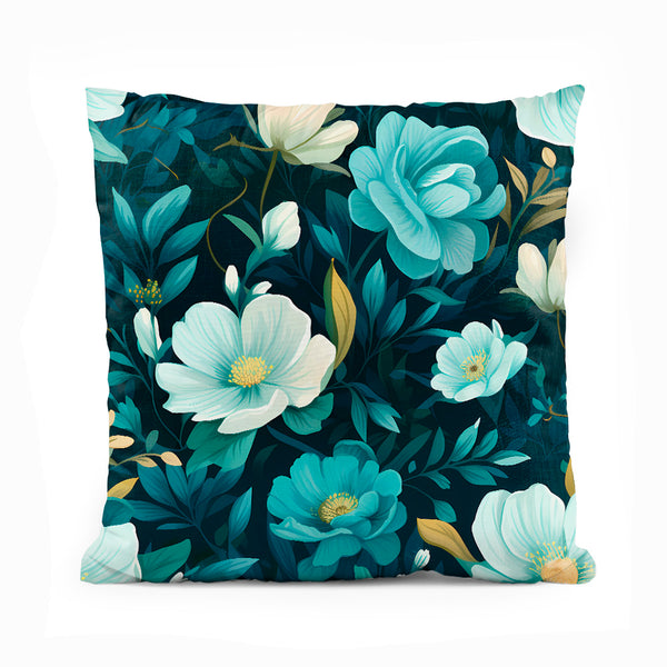 White & Green Floral Design  | Abstract Cushion #342