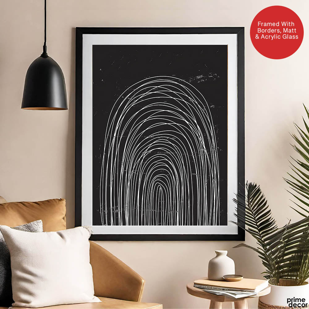 Black & White Abstract Linear Art Deign | Abstract Office Artwork #00347 - Prime Décor