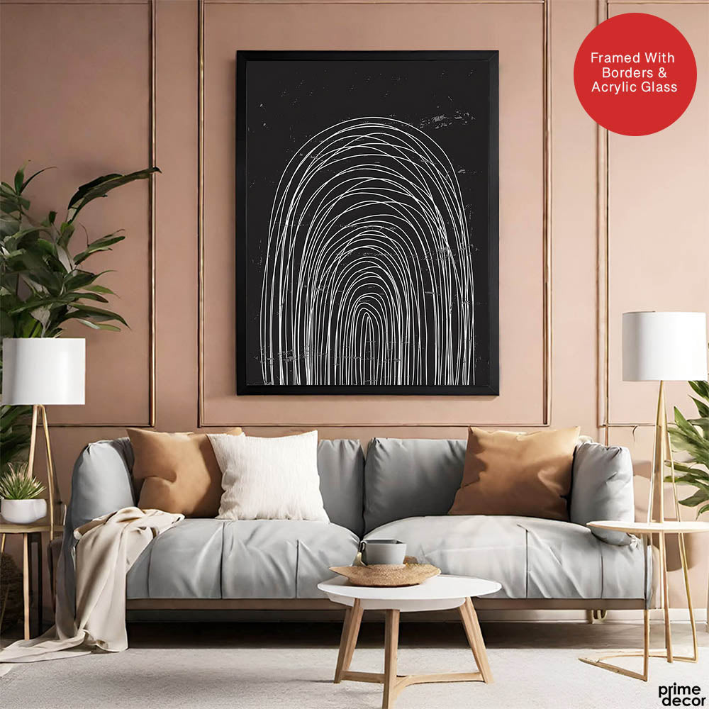 Black & White Abstract Linear Art Deign | Abstract Office Artwork #00347 - Prime Décor