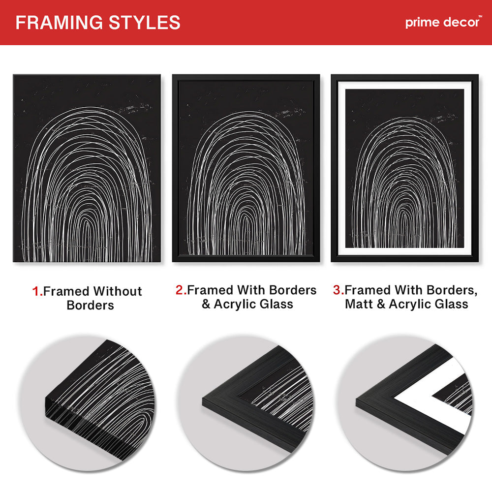 Black & White Abstract Linear Art Deign | Abstract Office Artwork #00347 - Prime Décor