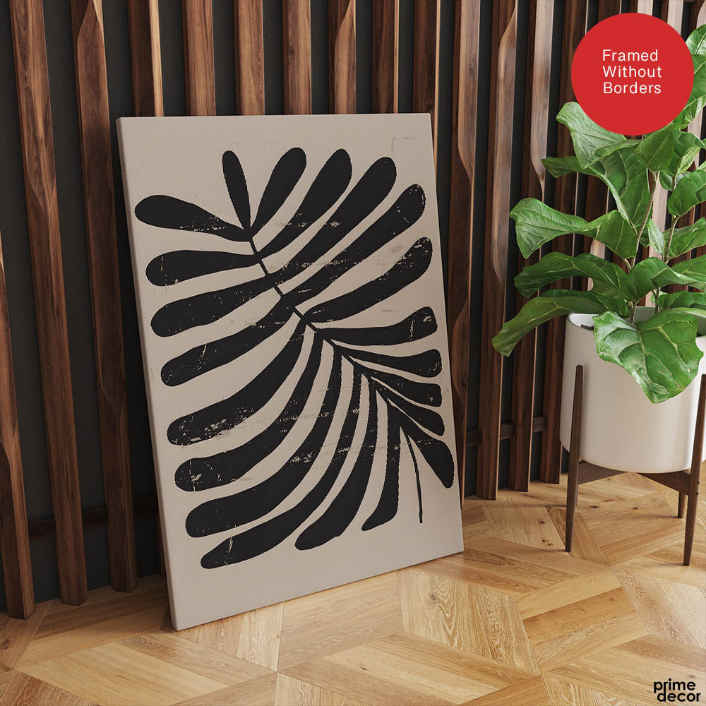 Black & White Abstract Floral Art Deign | Abstract Floral Artwork #00348 - Prime Décor